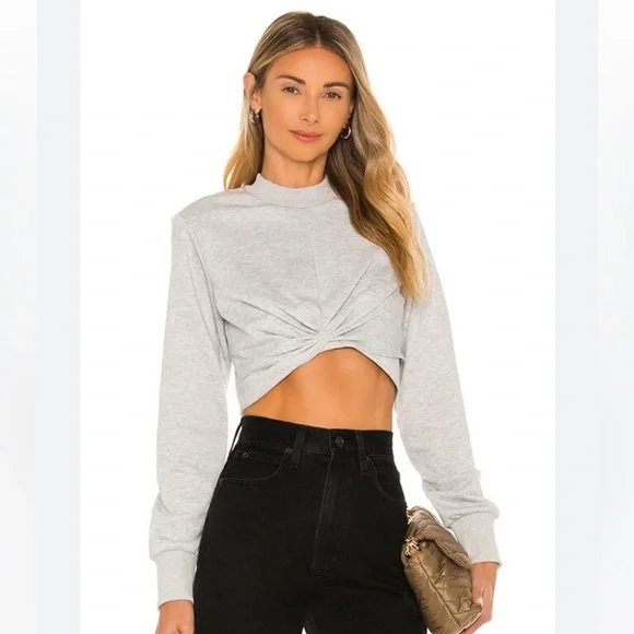 34. REVOLVE Superdown Adalyn Heather Gray Wrap Sweater - Picture 1 of 5